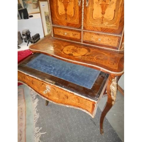 1578 - A late Victorian marquetry inlaid ladies writing desk in good condition, COLLECT ONLY.