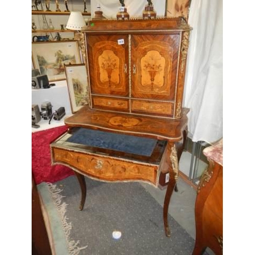 1578 - A late Victorian marquetry inlaid ladies writing desk in good condition, COLLECT ONLY.