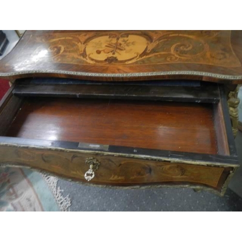 1578 - A late Victorian marquetry inlaid ladies writing desk in good condition, COLLECT ONLY.