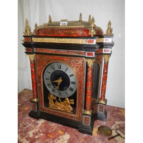 1580 - A fine large late Victorian boulle (bouell) mantel clock in good working order and perfect condition... 