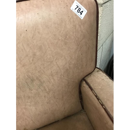 784 - Small child’s leather chair. In need of repair