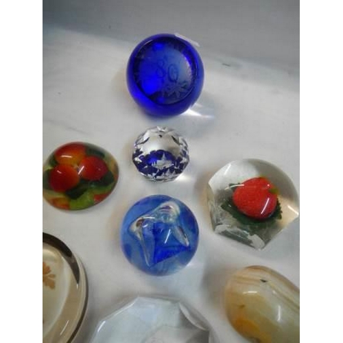 201 - Eleven assorted glass paperweights.