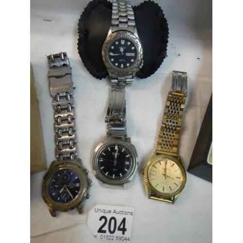 204 - Six good gent's wrist watches.