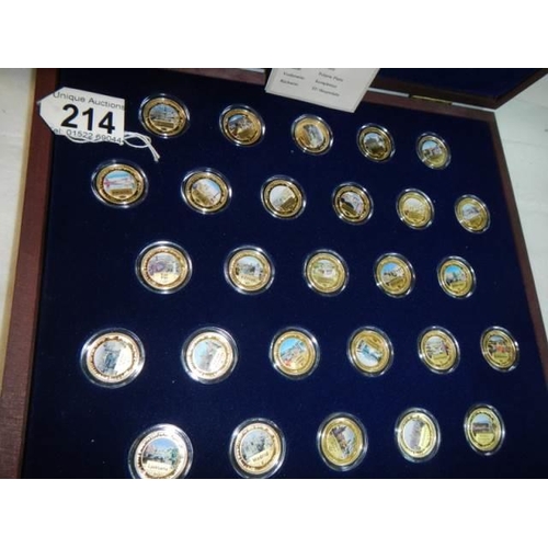 214 - A cased set of capitols of the EU collector's coins.