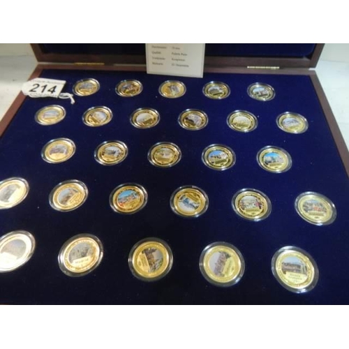 214 - A cased set of capitols of the EU collector's coins.