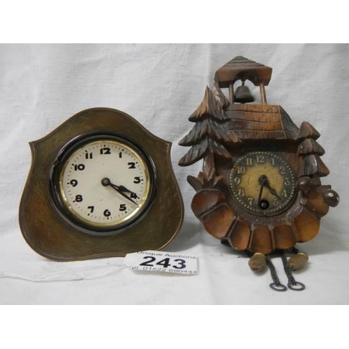 243 - Two miniature mantel clocks.