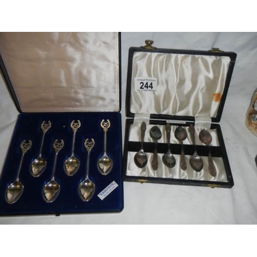 244 - Two cased sets of teaspoons.