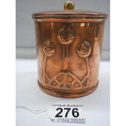 276 - An Art nouveau lidded copper pot by Carl Deffner, Esslingen Germany C.D.E