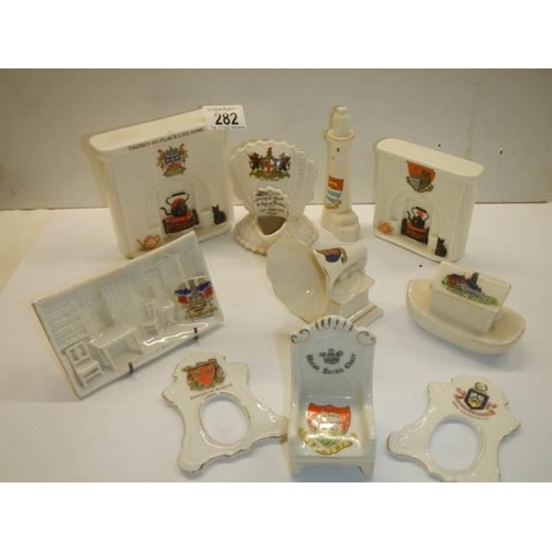 282 - Ten pieces of crested china.