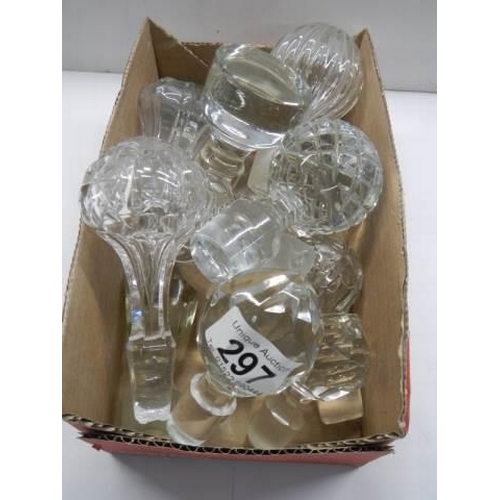 297 - Approximately 20 glass decanter stoppers, various sizes