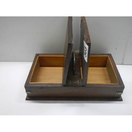 303 - A double lidded oak box.