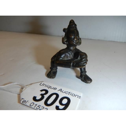 309 - A small Indian bronze crawling baby (poss Indian Diety).