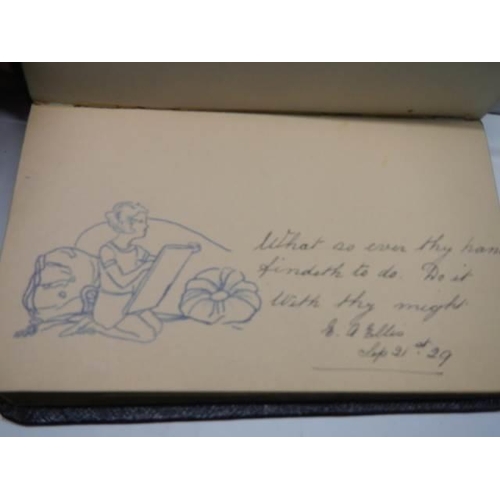 337 - A circa 1920's autograph book with many drawings.