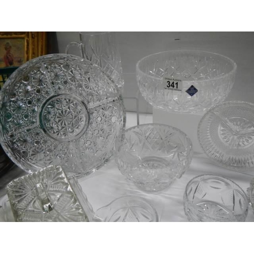 341 - A good lot of cut and other glass ware, COLLECT ONLY.