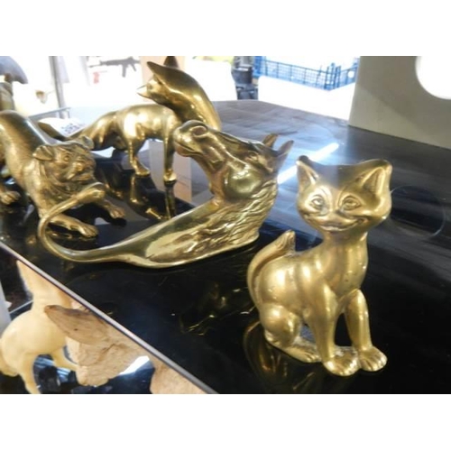 363 - Five solid brass animals.