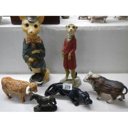 379 - A mixed lot of animal figures including meercat.