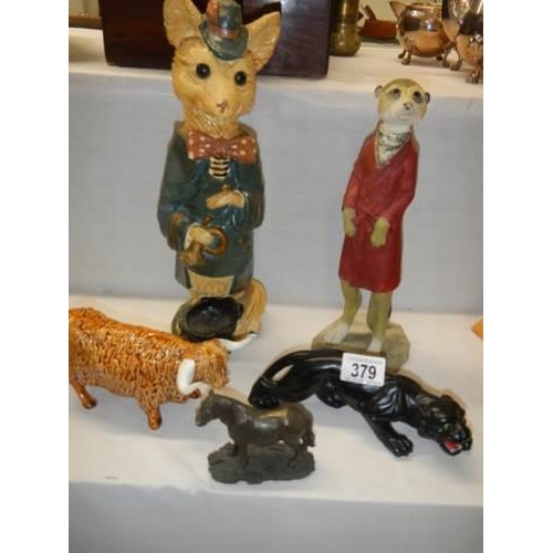 379 - A mixed lot of animal figures including meercat.