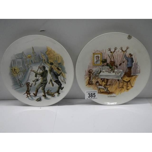 385 - A pair of rare early Villeroy & Boch satirical plates circa 1874 -1909, one a/f.