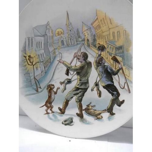 385 - A pair of rare early Villeroy & Boch satirical plates circa 1874 -1909, one a/f.