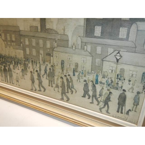 400 - A framed and glazed circa 1926 L S Lowry print, COLLECT ONLY.