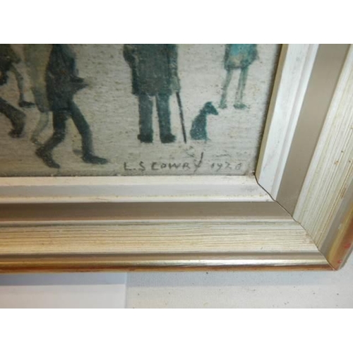 400 - A framed and glazed circa 1926 L S Lowry print, COLLECT ONLY.