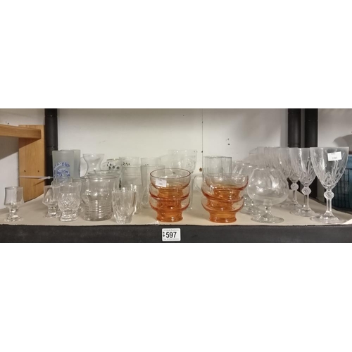 597 - A quantity of glassware