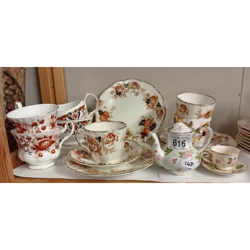 616 - A part Cufton china tea set , 2 Royal albert cups & A Colclough cream & sugar