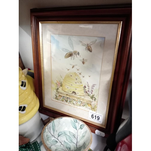 619 - A quantity of 'Bee' items including watercolour