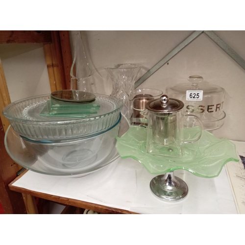 625 - A Cake dome & Plate & other glassware