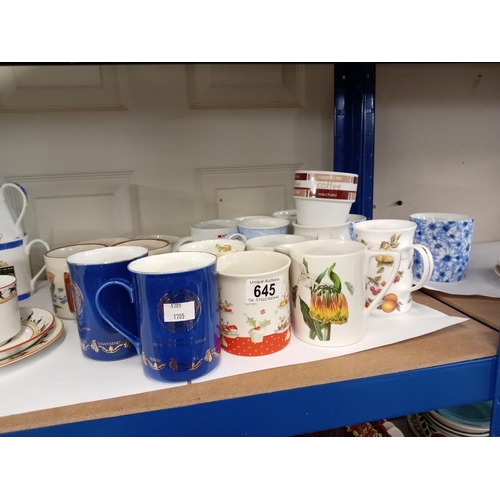 645 - A quantity of mugs etc