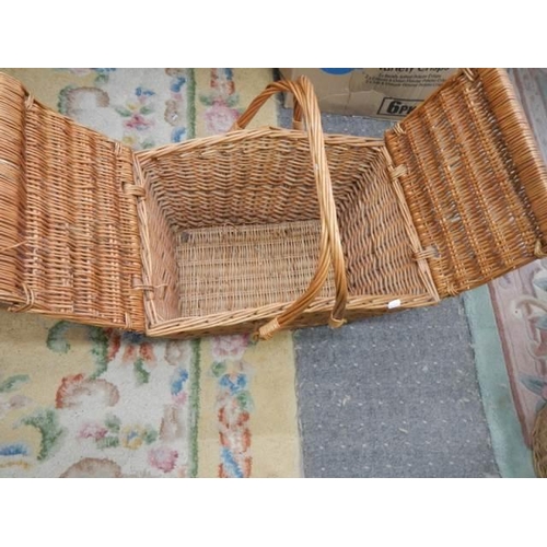 411 - A good vintage double lidded picnic basket.