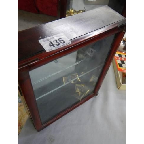 436 - A pair of small mahogany collector's cabinets. COLLECT ONLY.