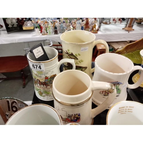 674 - 5 Horse & Country themed ceramic tankards