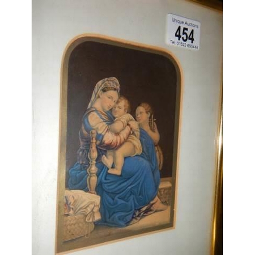 454 - A framed and glazed study of a mother with children.