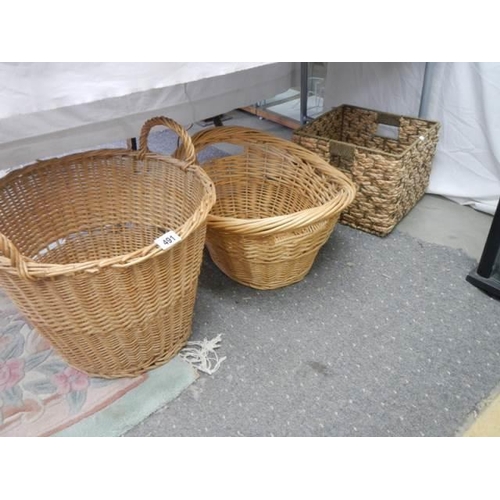 491 - Three good sized baskets, COLLECT ONLY.