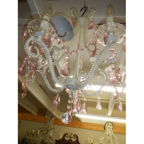 499 - A coloured glass chandelier, COLLECT ONLY.