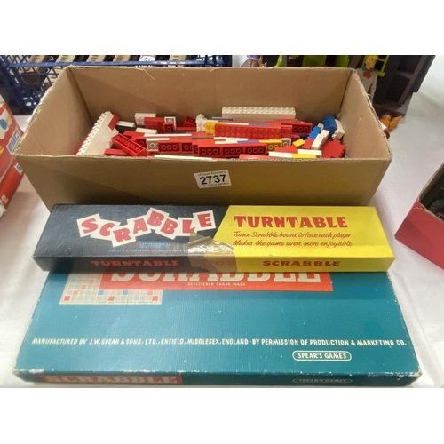 2737 - A boxed Vintage Lego including Scrabble board game and  quantity of modern lego