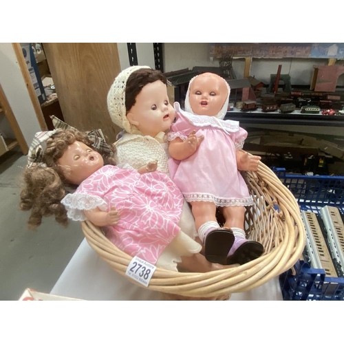 2738 - 3 Vintage composite dolls