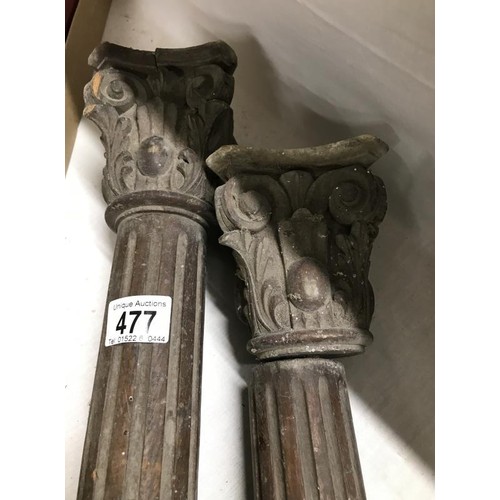 477 - Two early Victorian wooden Corinthian columns.