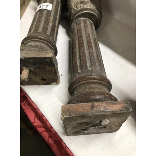 477 - Two early Victorian wooden Corinthian columns.