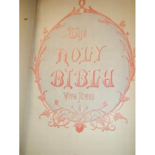 558 - A large family bible with lots of coloured plates.