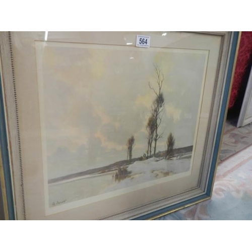 564 - A pair of framed and glazed rural scene watercolours signed A Jacob. COLLECT ONLY.