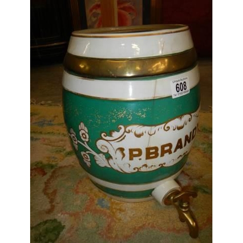 608 - A ceramic brandy barrel (a/f cracked)