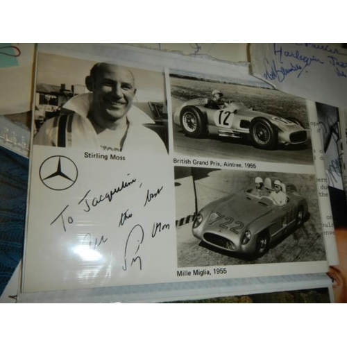 704 - An interesting collection of original signed photographs including some letters - Sterling Moss, Ack... 