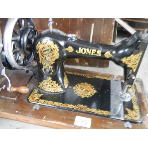 752 - A vintage Jones hand operated sewing machine, COLLECT ONLY