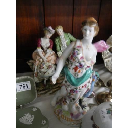 763 - Three figures and a ginger jar.