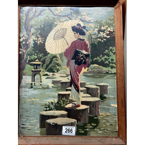 266 - A pair of Japanese Geisha ladies 30 x 40cm (Image)