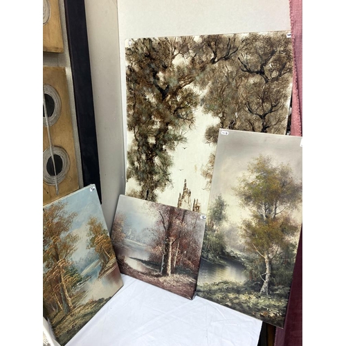 268 - 3 Painted canvas landscapes 2 (30 x 40cm) 1(57x30cm)