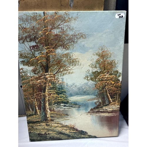 268 - 3 Painted canvas landscapes 2 (30 x 40cm) 1(57x30cm)