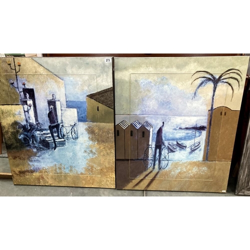 273 - A pair of modern canvas prints 92 x 79cm